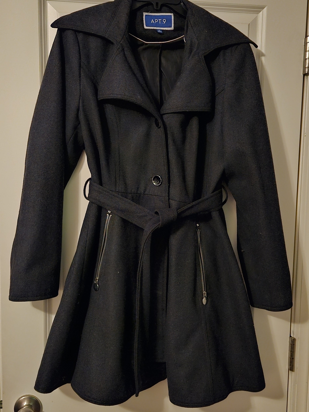Apt. 9 Women’s Black Wool Trench Coat with Belt